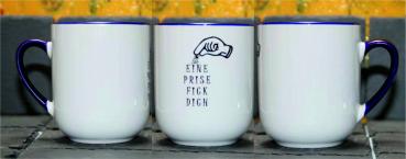 Weiße Tasse mit Spruch "EINE PRISE FICKT EUCH"